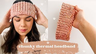 Easy chunky crochet headband, one-row repeat