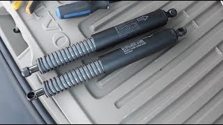 Volvo tailgate lift support strut shock Replacement on XC70 V70 and adjustment.
