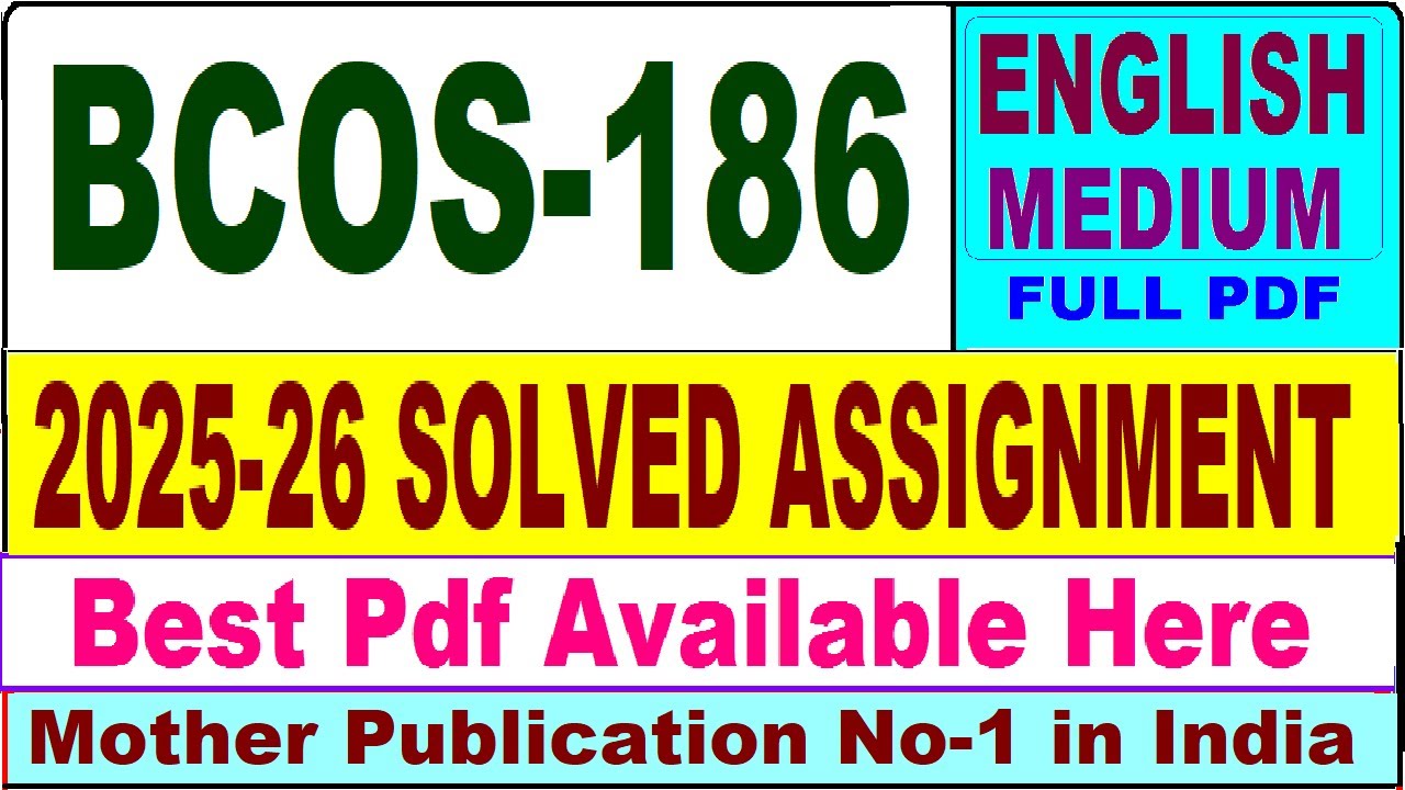BCOS 186 solved assignment 2025-26 || bcos 186 solved assignment 2026 in English || ignou bcos186
