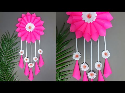 quick-and-easy-beautiful-pink-wall-hanging-craft-|-wall-decoration-ideas-|-diy