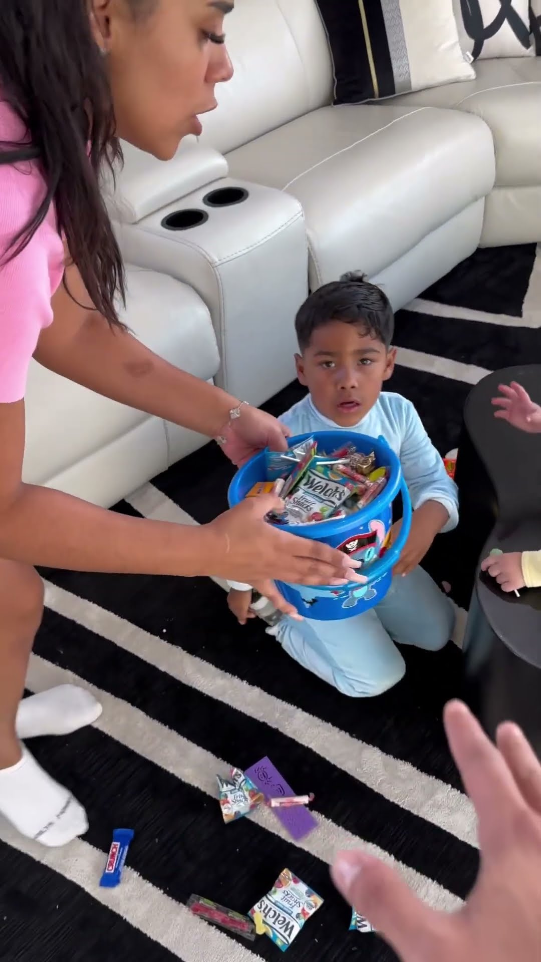 Mom and dad catch daughter and son fighting over candy on Halloween #shorts