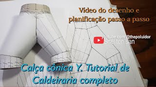 Calça Cônica simetrica tipo Y - Tutorial de desenho e planificação de #caldeiraria by Shellton.San 3,442 views 6 months ago 26 minutes