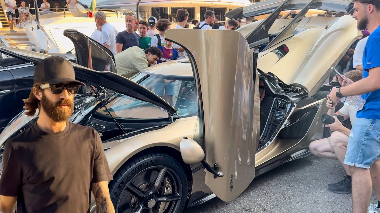 LEONARDO DEL VECCHIO's New KOENIGSEGG JESKO Departing from his MegaYacht in Monaco today!!