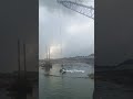 Excavating with an American crawler crane on the barge.