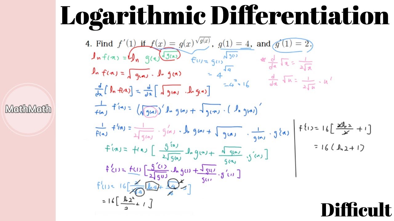 Calculus HOW TO Logarithmic Differentiation (Difficult Level) YouTube