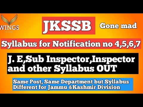 JKSSB Syllabus for Notification no 4,5,6,7 of 2020 II JKSSB ?‍♂️