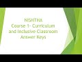 DIKSHA Nishtha 2.0  Course 1 Curriculum and Inclusive Classroom