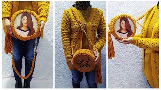 كروشيه شنطه بخيط الكليم وش خشب/crochet circle bag