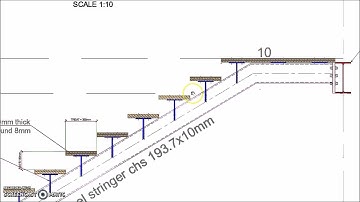 Single CHS Stringer Straight Single Flight Steel Staircase Detail