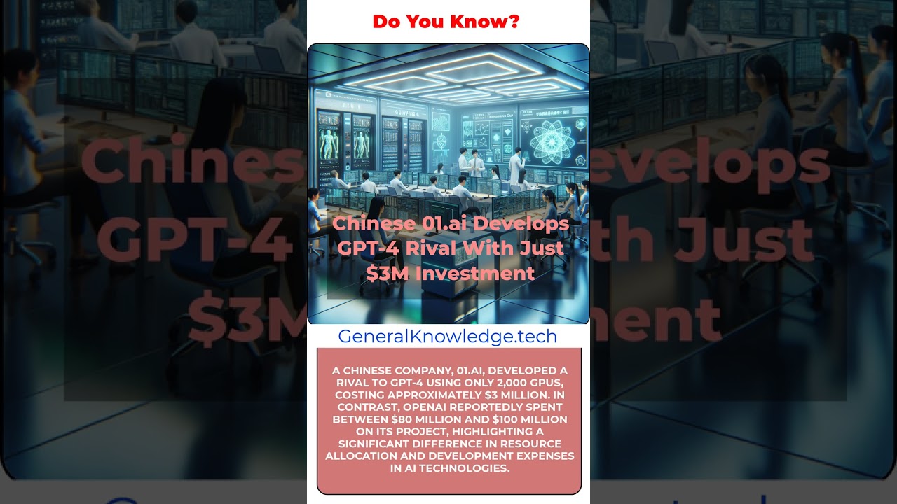 Chinese 01.ai Creates GPT-4 Competitor with Only $3M Investment