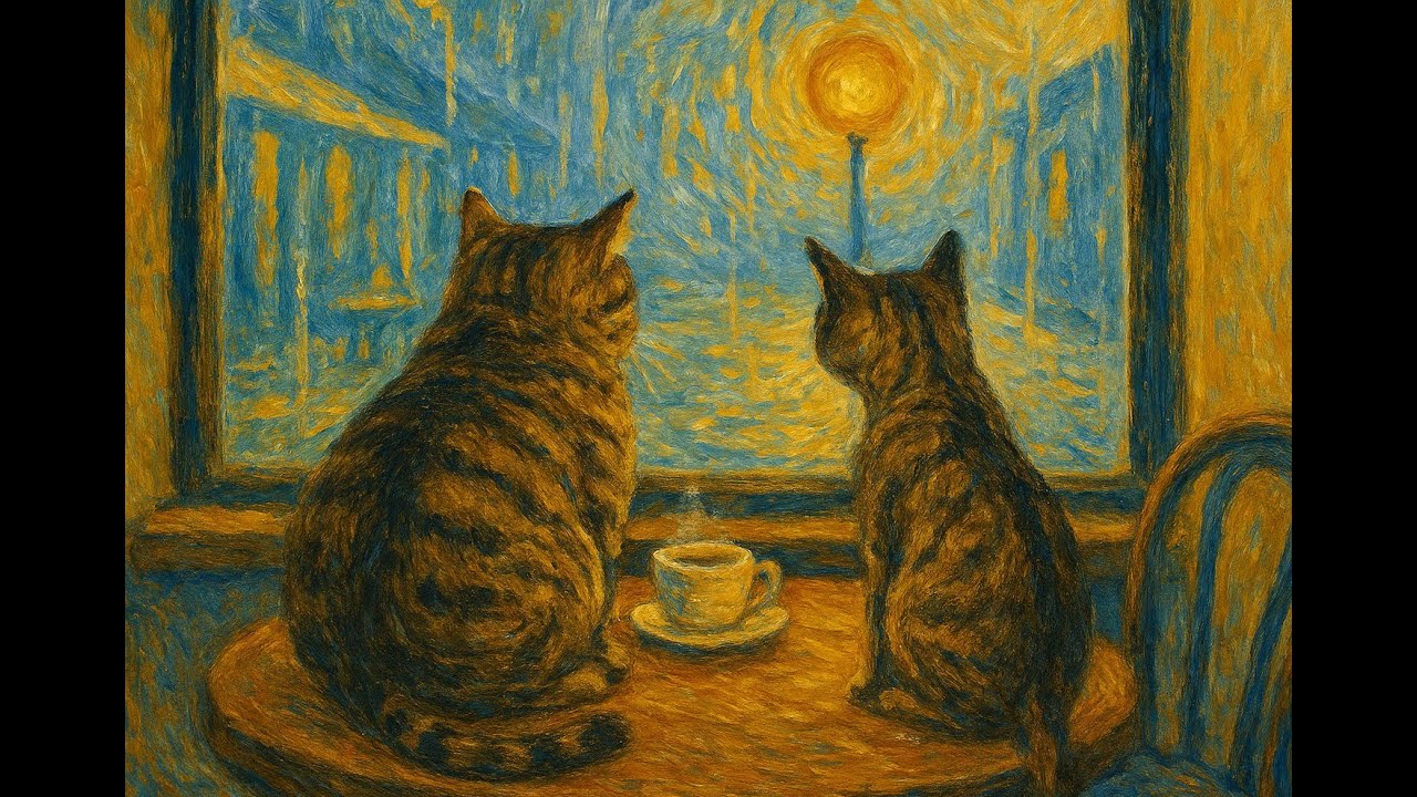 Tabby Café Ambience Music: 1H Blues Bar Piano & Raspy Humming | Smoky, Dark, Midnight Lounge