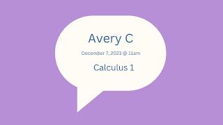 Player Profile College Calculus 1 Math Lesson [2023-12-7 at 11am MST Avery C]
