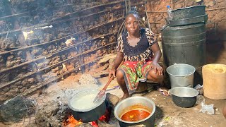 African typical life of an African mother #cooking delicious village food for lunch (V13)