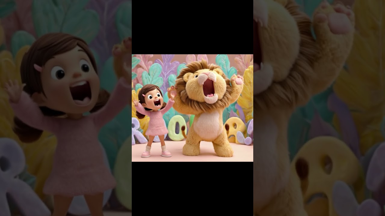 Girl &  Lion Roar like a lion, roar, roar, roar