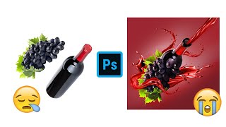 Combining Wine Bottle and Grapes with Wine Splash |  | Photo Manipulation - Editologist screenshot 1