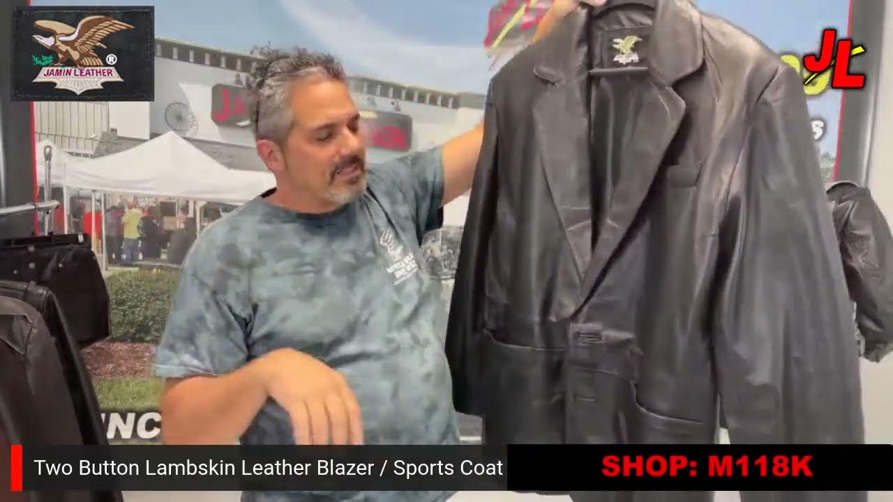M118K - Two Button Lambskin Leather Blazer / Sports Coat - YouTube