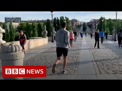 Coronavirus: Adults enjoy first outdoor exercise as Spain relaxes lockdown measures – BBC News
