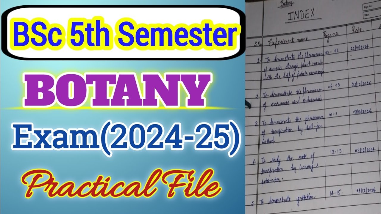 BSc 5th Semester Botany Practical File | Exam 2024-25 | For All ...