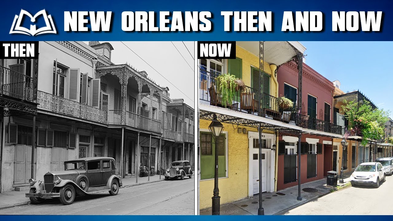 New Orleans Then & Now - History Photos Past vs Present (with Jazz Music)