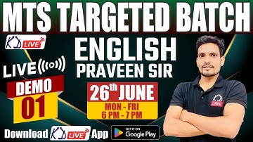 English For MTS Targeted Batch | Demo 01 | By Praveen Sir @KD_LIVE @railwaykdlive