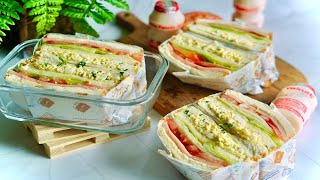 How to Wrap a Sandwich (to Cut-Open)  | Japanese Style Egg and Ham Sandwich Recipe