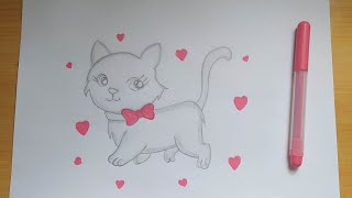 رسم/كيف ترسم قطة كيوت/رسم سهل /cute cat drawing