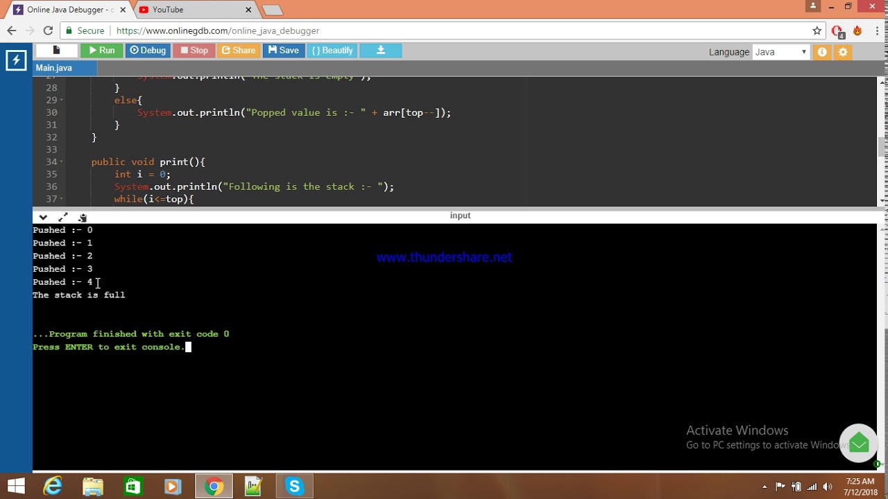Stack data structure using java - YouTube