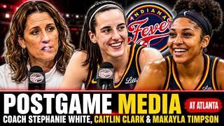 Head Coach Stephanie White, Caitlin Clark & Makayla Timpson | Postgame Media at Atlanta