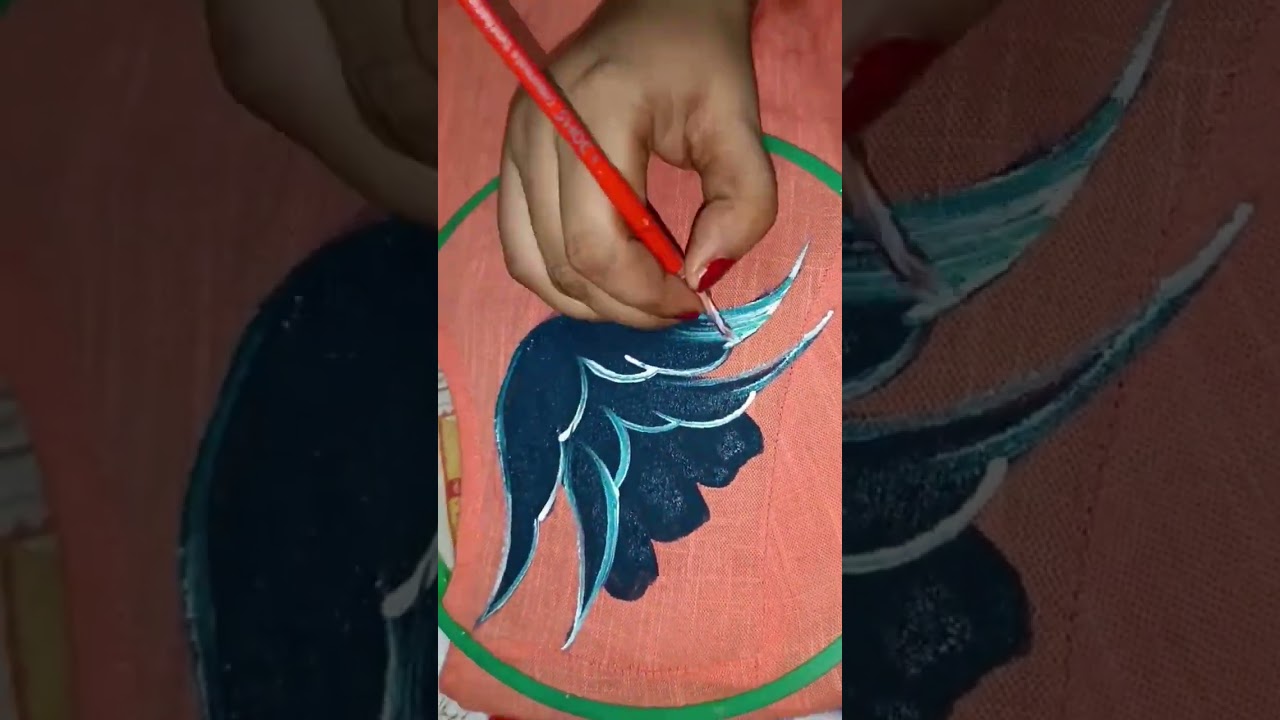 Fabric Painting On Clothes For Beginners hand Painted Orange Punjabi fabric-painting-on-clothes-for-beginners-hand-painted-orange-punjabi