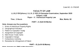 LLB 3YDC | previous year question papers | osmania university | intellectual property law