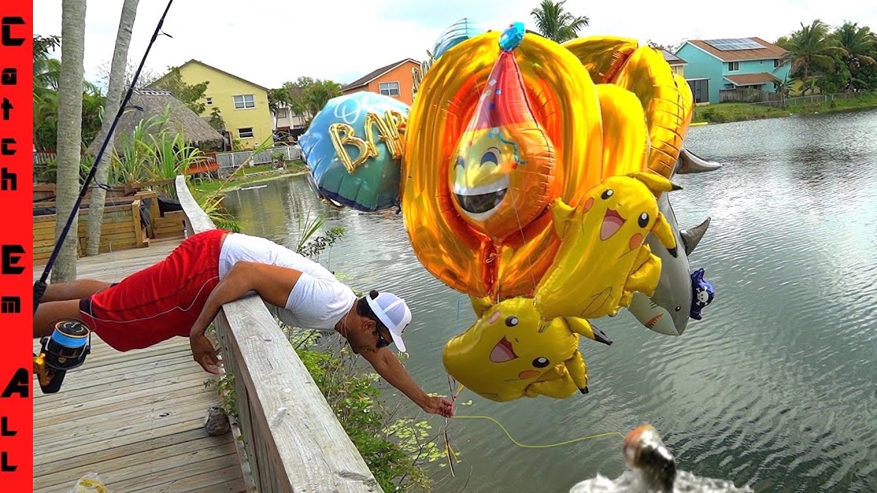 FISHING with 1,000 GALLONS of HELIUM BALLOONS! **FISH FLY part 1** YouTube