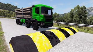 Flatbed Trailer Cars Transportation with Slide Color - Cars vs Deep Water - BeamNG.Drive #2