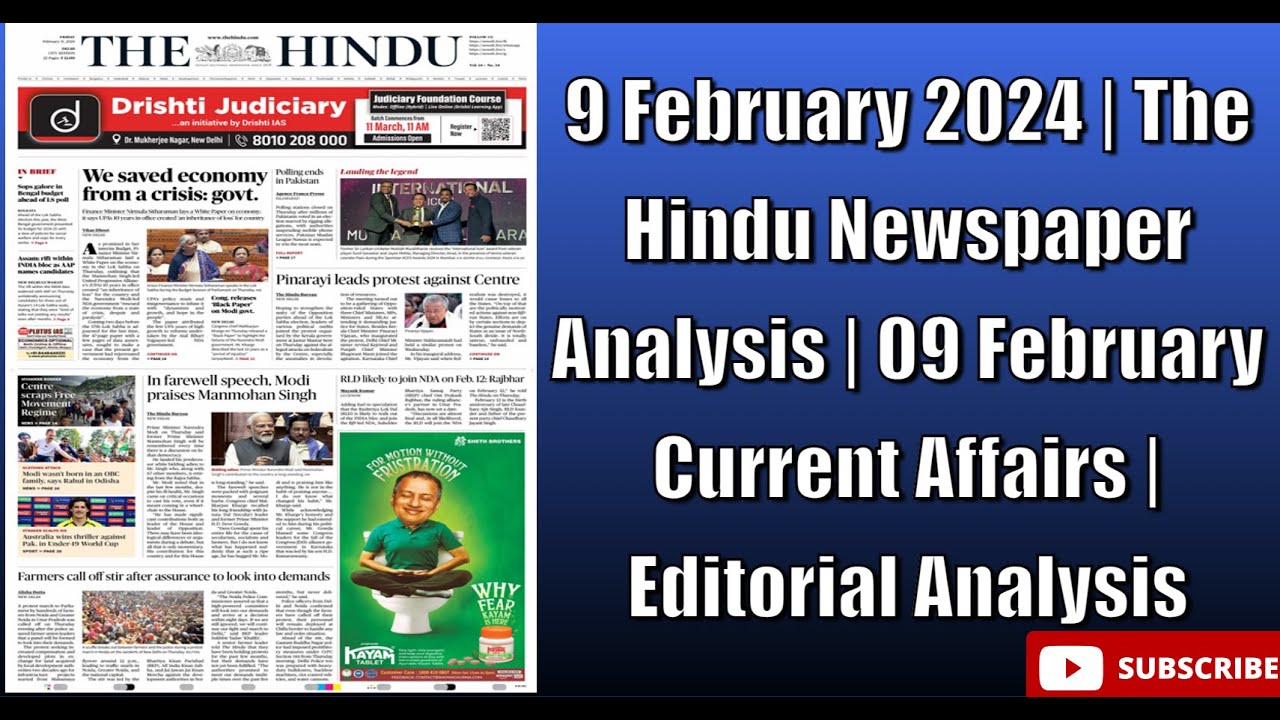 9 February 2024 | The Hindu Newspaper Analysis | 09 February Current ...