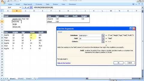 Microsoft Excel: How to use dsum