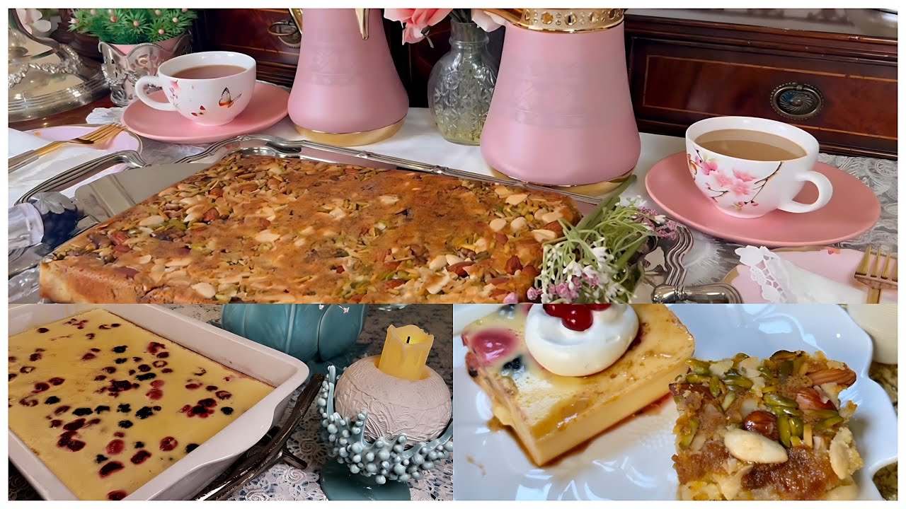 بسبوسة بالمكسرات/شيز كيك بالكريم كراميل احلى ضيافة سهله وسريعه انبهروا فيهم ضيوفي