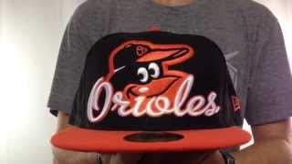 Orioles 'SCRIPT-PUNCH' Black-Orange Fitted Hat by New Era