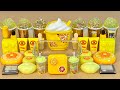 ASMR Slime 💛🔝💤 Mixing ”YELLOW” makeup, Eyeshadow, glitter into slime. Satisfying slime video.