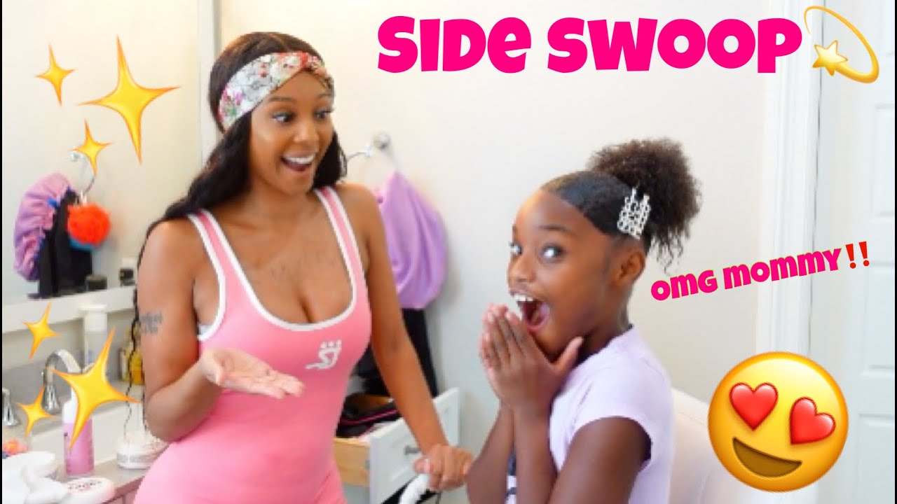 MY DAUGHTER LOVES HER NEW HAIRSTYLE!!(RUBBER BAND METHOD WITH SIDE SWOOP)