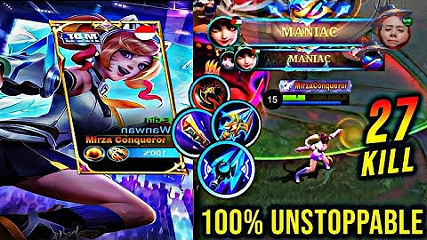27 Kills + 2x MANIAC!! Wanwan Critical DMG Build 100% Unstoppable - Build Top 1 Global Wanwan ~ MLBB