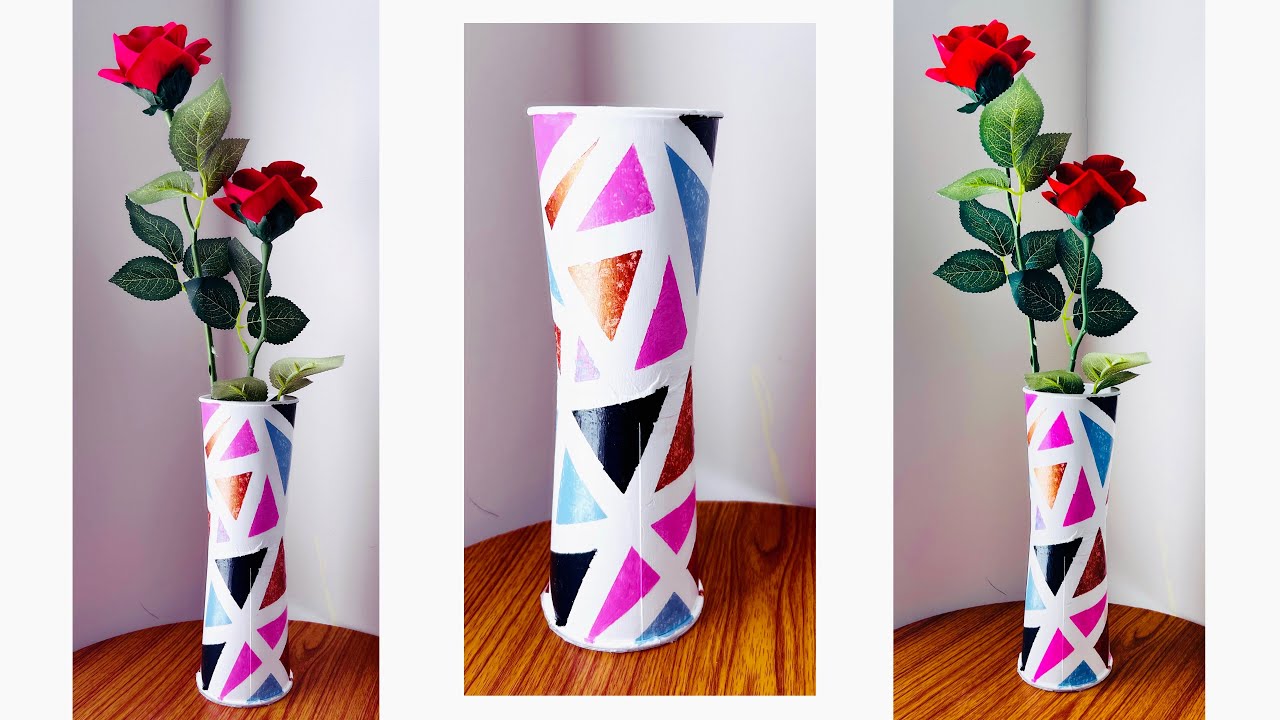 DIY Easy Paper Flower Vase How To Make Flower Vase at Home Home