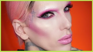 Famous NO BROWS PINK CUT CREASE Makeup Tutorial | Jeffree Star Profile