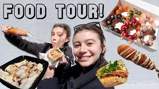 NYC CHINATOWN FOOD TOUR! *Korean Hot Dogs, Mochi Donuts, \& More!*