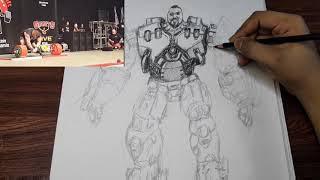 Drawing Eddie 'The Beast' Hall ( 2017 WSM ) wearing hulkbuster armour