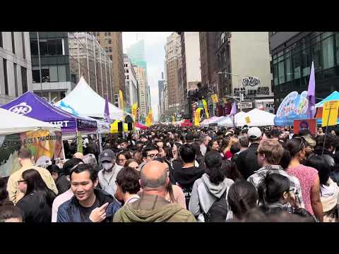 New York First Thai Fest Organized by Dragon Fest Walking POV NYC 2024 Apr 20 Real Sounds Unedited