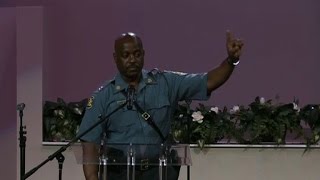 State Police Captain Ron Johnson speaks at Michael Brown rally