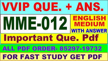 MME 012 important questions with answer in English | mme 012 Previous Year Question Paper