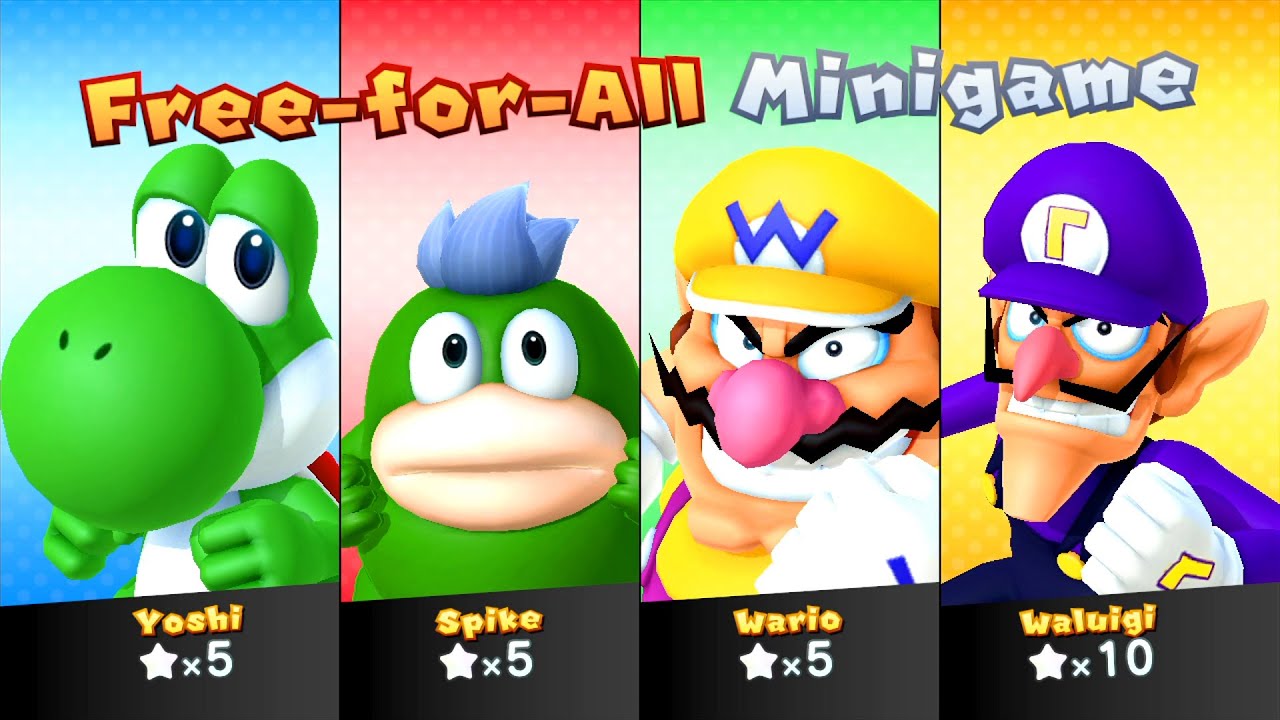 [마리오 파티10] 변덕스러운 물 요시 Vs 스파이크 Vs 와리오 Vs 와루이지 (마스터 난이도)