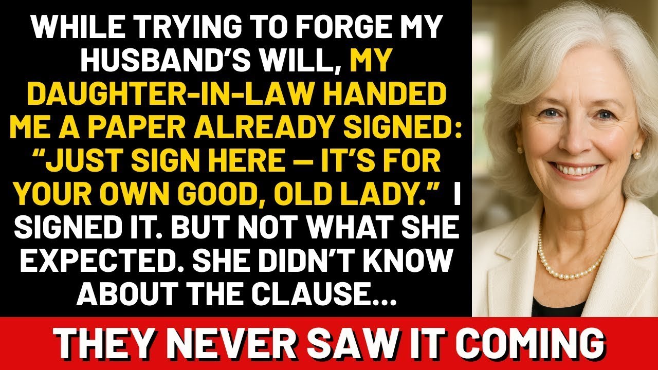 While trying to forge my husband’s will, my daughter in law handed me a paper already signed