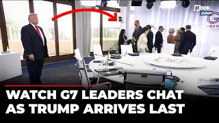 RAW FOOTAGE: Macron, Meloni, Starmer, Carney, Ursula Chat As Trump Arrives Last For G7 Summit Talks