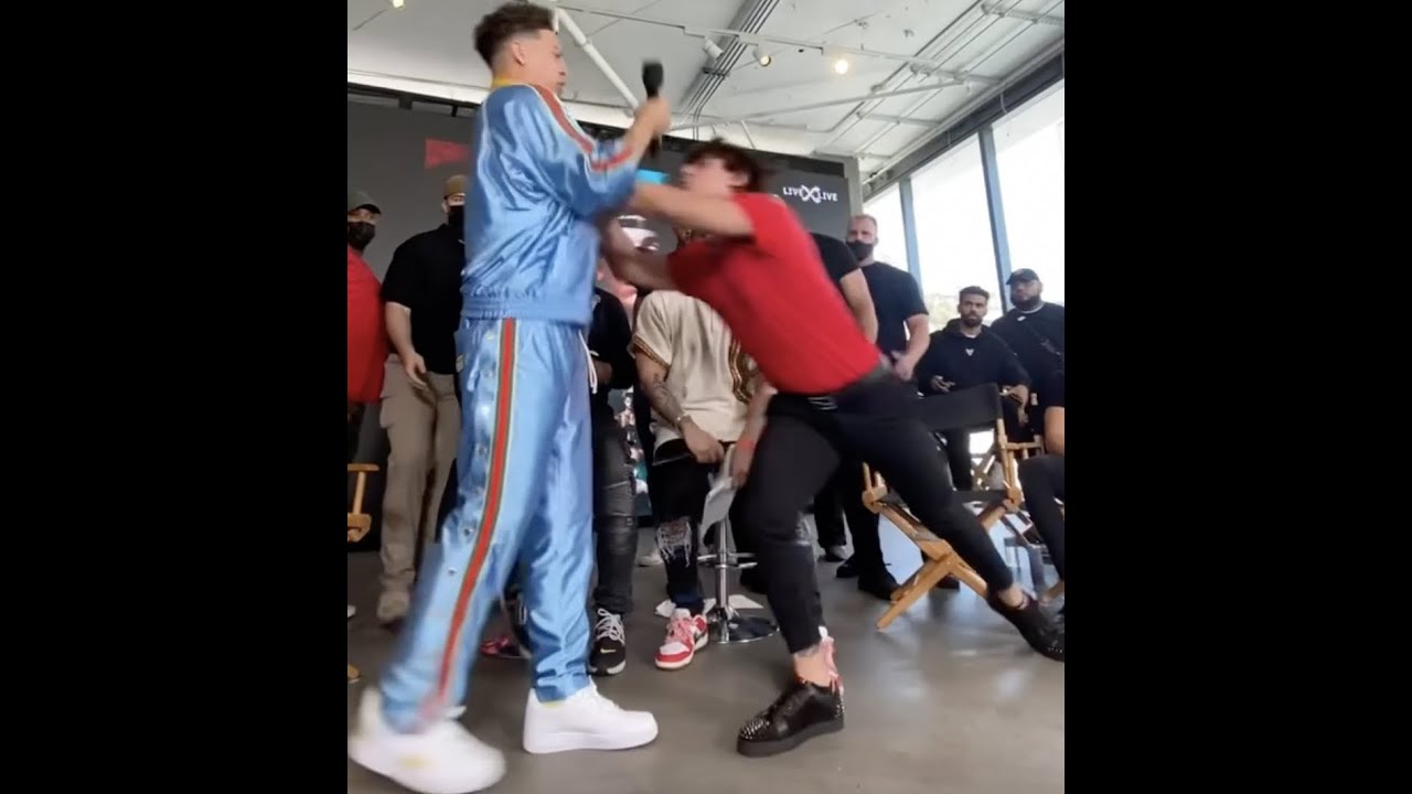 Austin Mcbroom Bryce Hall Fight At Fred Segal Press Conference Promoting Social Gloves Event Youtube